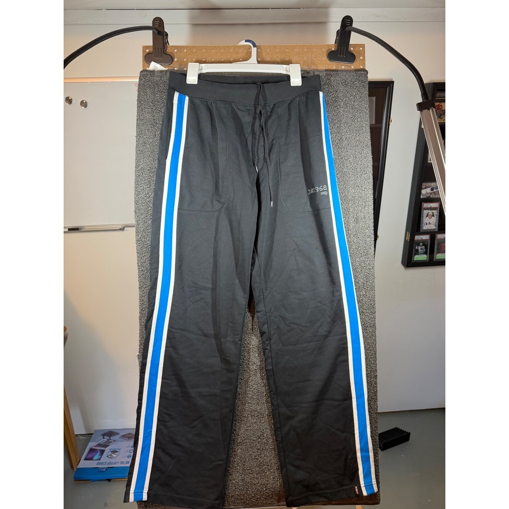 Esprit Sports Track Pants Mens XL Black Blue White Side Stripe Retro Joggers